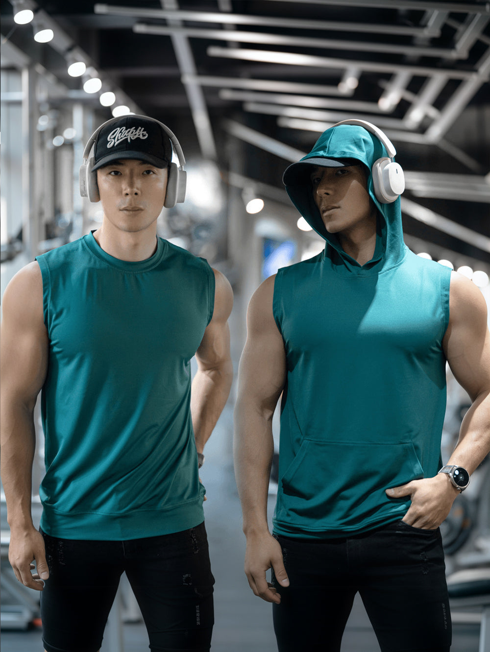 Men's New Sleeveless Hooded Vest with Pockets, Quick Dry Stretch Sports Tank Top for Running, Gym & Workout