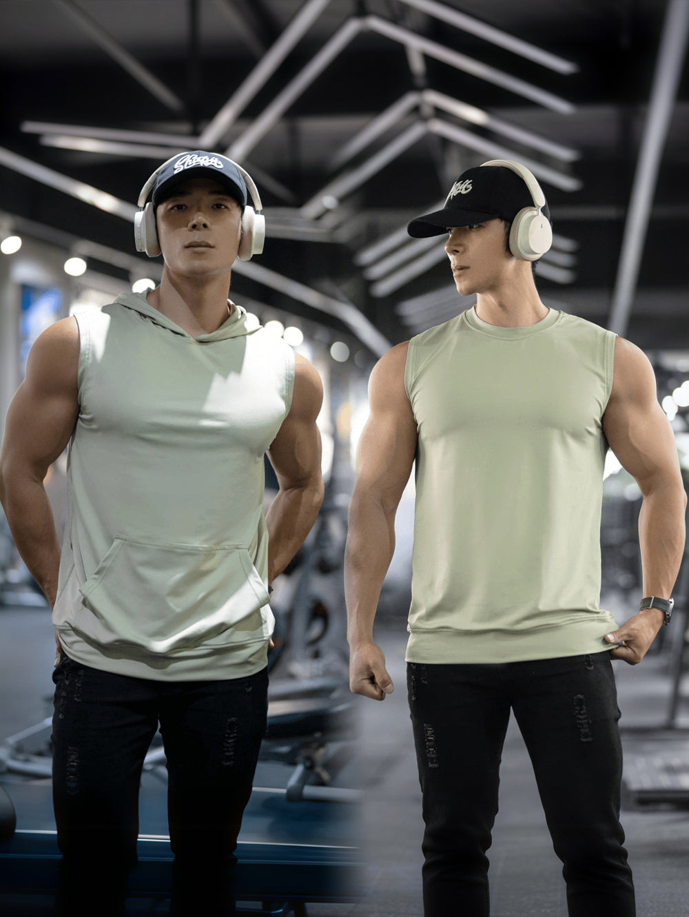 Men's New Sleeveless Hooded Vest with Pockets, Quick Dry Stretch Sports Tank Top for Running, Gym & Workout