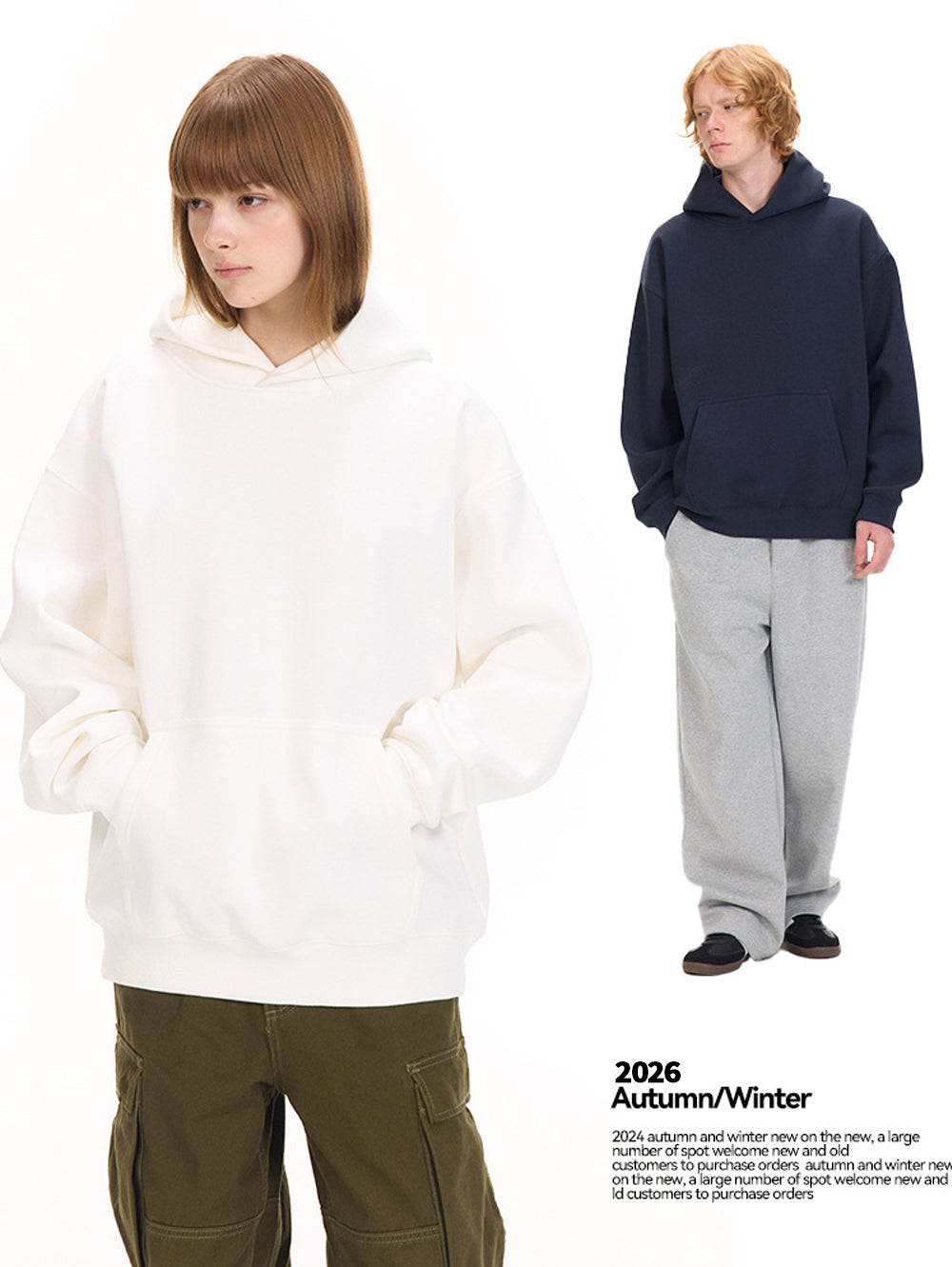 Unisex Solid Thick Fleece Air Layer Warm Hoodie Autumn Winter