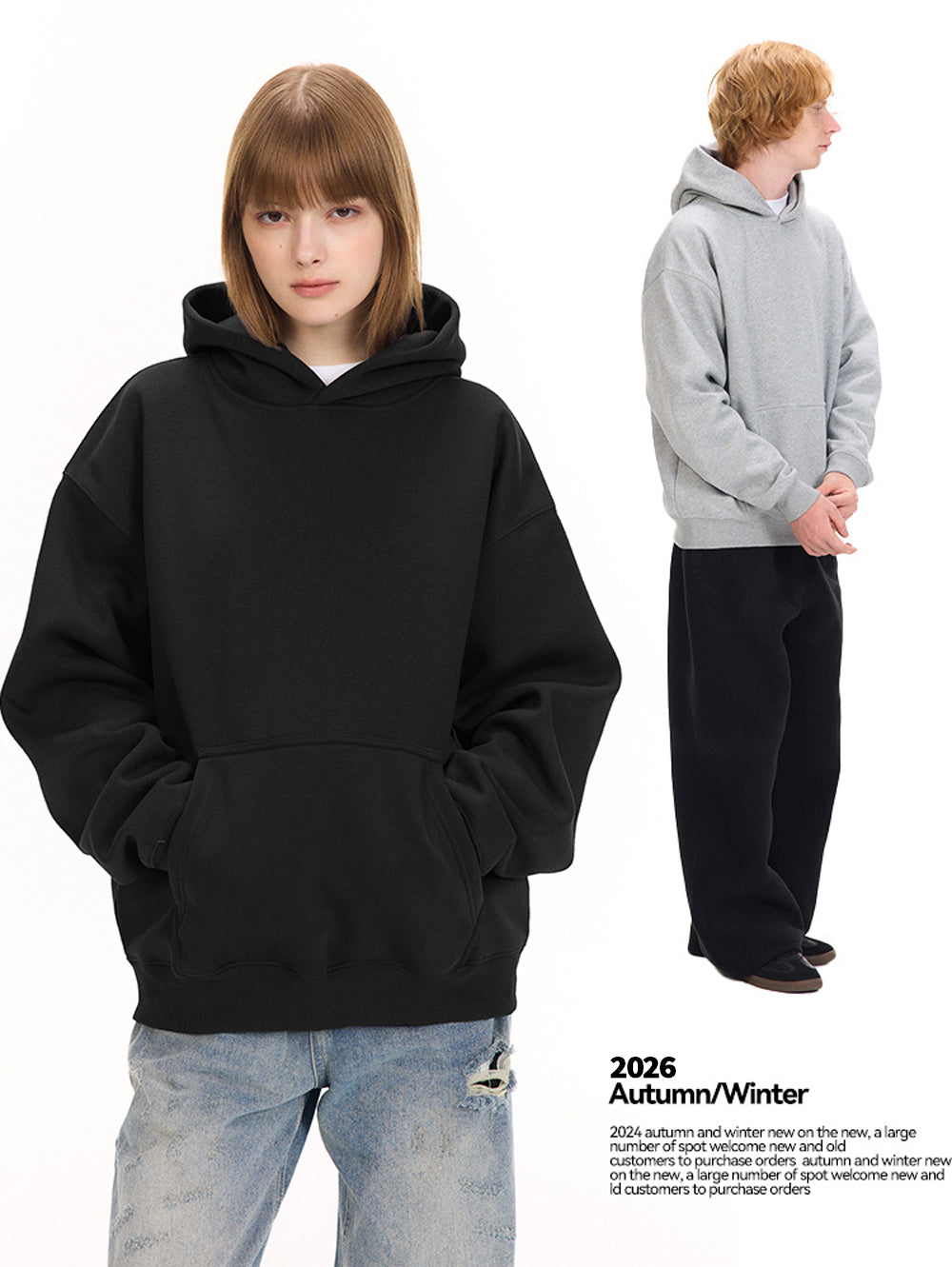 Unisex Solid Thick Fleece Air Layer Warm Hoodie Autumn Winter