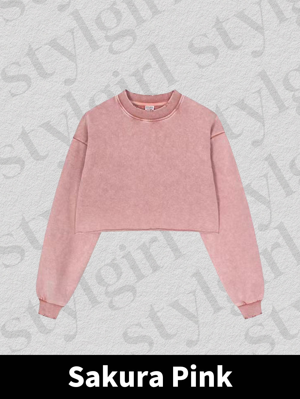 Distressed Snowflake Crew Neck Raw Edge Cropped Sweatshirt