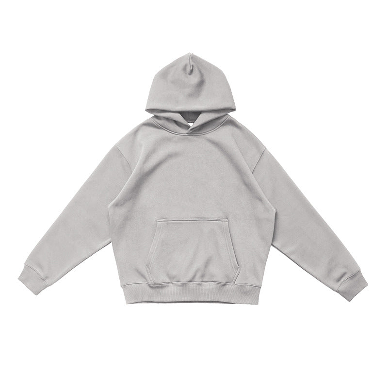 Unisex Solid Thick Fleece Air Layer Warm Hoodie Autumn Winter