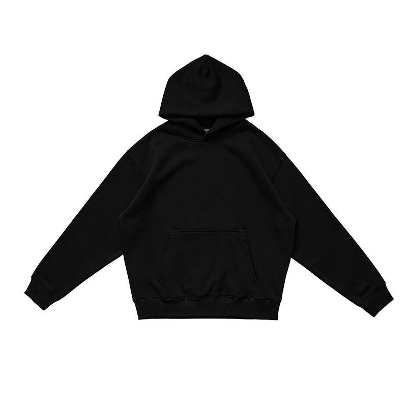Unisex Solid Thick Fleece Air Layer Warm Hoodie Autumn Winter