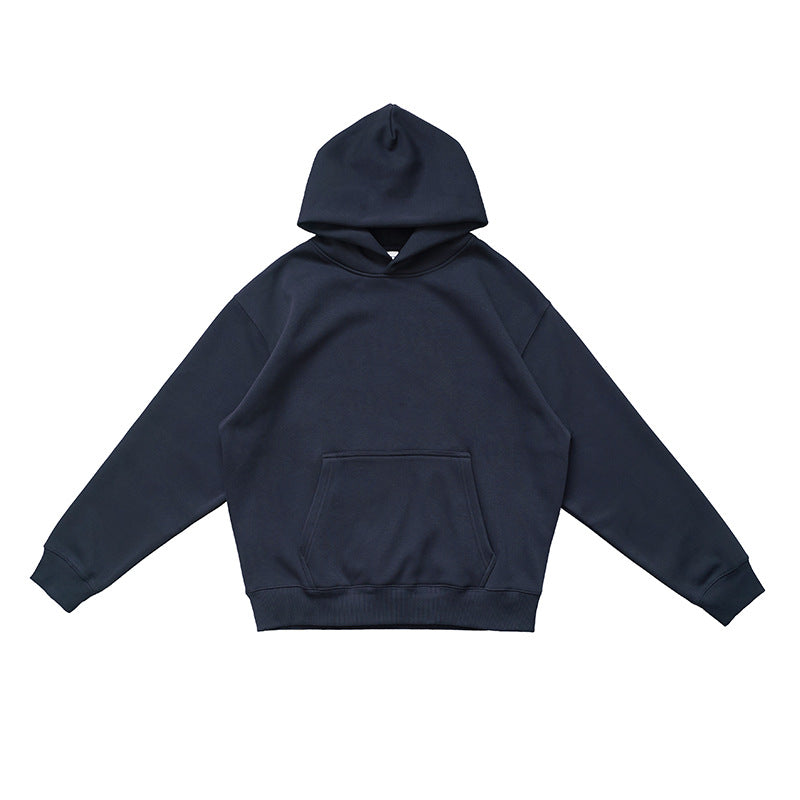Unisex Solid Thick Fleece Air Layer Warm Hoodie Autumn Winter