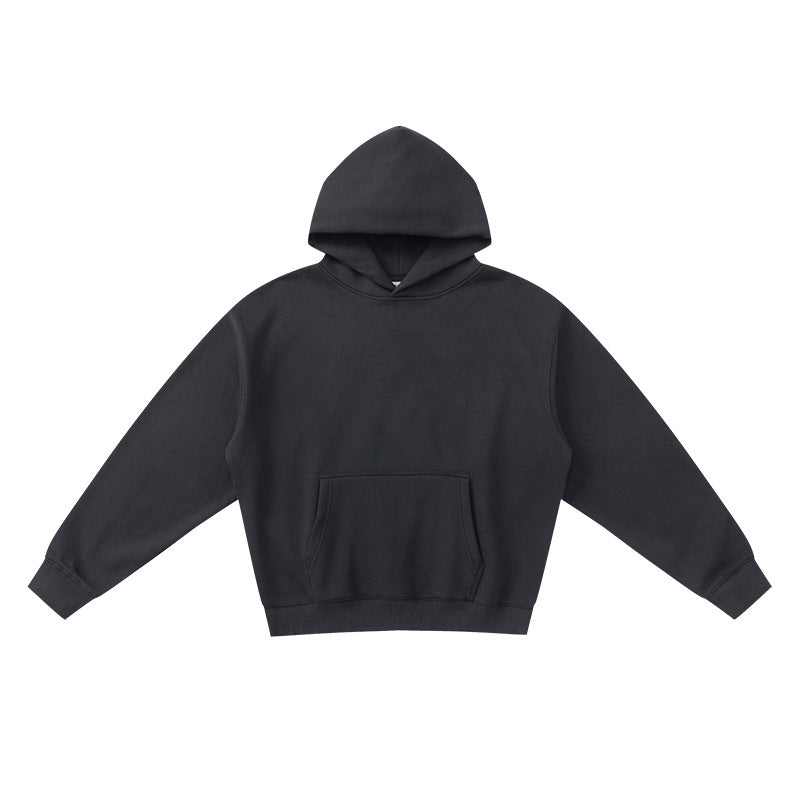 Unisex Solid Thick Fleece Air Layer Warm Hoodie Autumn Winter