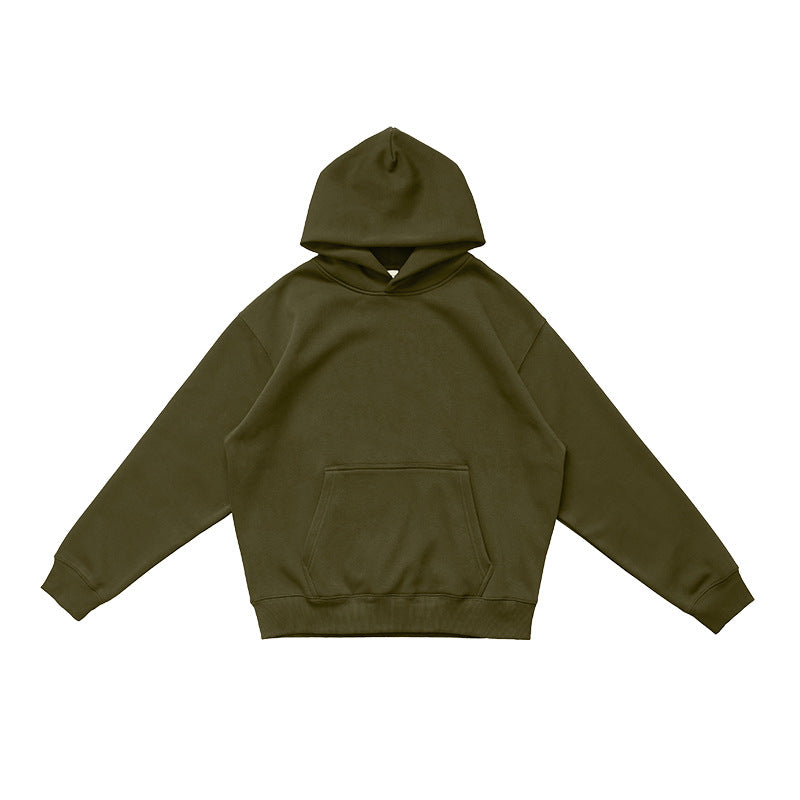 Unisex Solid Thick Fleece Air Layer Warm Hoodie Autumn Winter